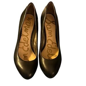 Sam Edelman Womens Black Leather Camdyn Snake Heels Pumps Size 7.5